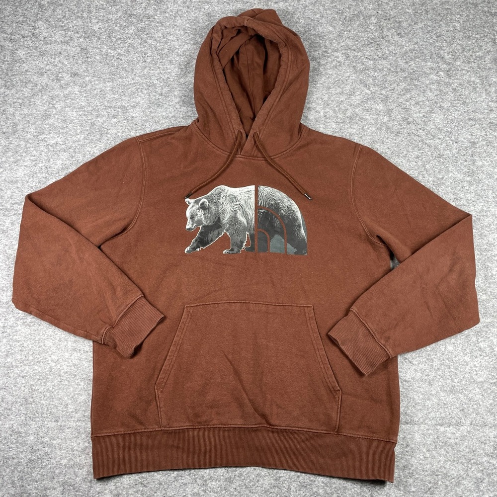 The North Face Hoodie Mens L Brown Bear Mountain Pullover Fleece Outdoor